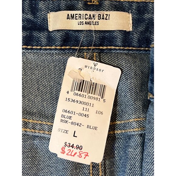 American Bazi Los Angeles Womens Distressed Denim Skirt Size L With Front Zipper - Picture 12 of 13